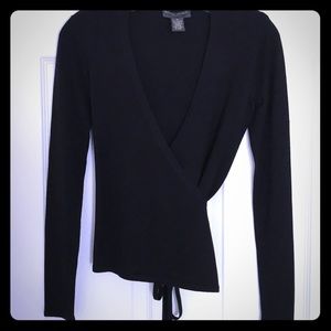 Black Long-Sleeved Banana Republic Wrap Top